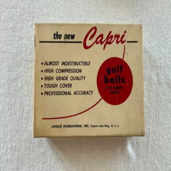 Vintage Capri Golf Balls Original Box and 3 Sleeves Japan Circa 1950 Double Dot 