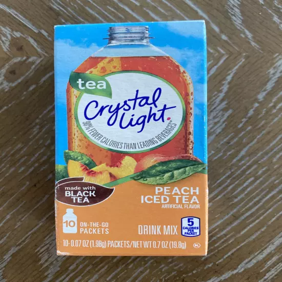 7 Boxes Crystal Light On-the-Go Peach Iced Tea 10 Pk Made W/ Black Tea Drink Mix