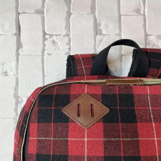 LL Bean Backpack Bookbag Wool Blend Plaid Flannel Laptop Tablet Travel School