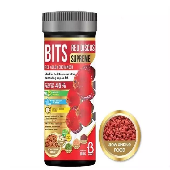 BITS Red Discus Supreme Red Color Enhancer Fish Food For Pompadour Red Tone