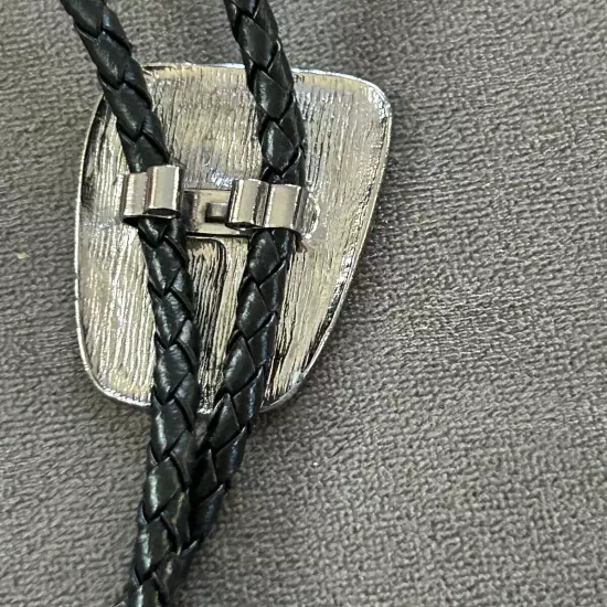 Vintage Bolo Tie Silver Enamel