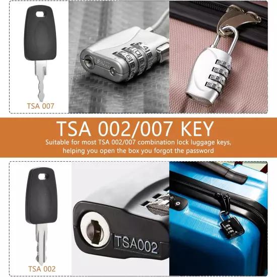 TSA Key TSA007 TSA002 Universal Lock Key Master Suitcase Keys with 2Pcs Key