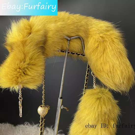 2/5/10 wholesale Dyed Color Real Blue Fox Tail Fur Keyring Pendant Cosplay Toy