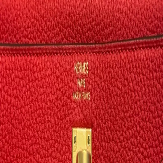 HERMES KELLY 25 ROUGE DE COEUR RED TOGO LEATHER GOLD HARDWARE RARE