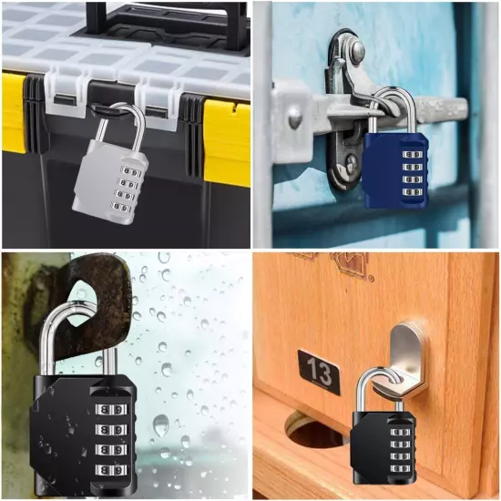 Combination Locker Lock, 4 Digit Outdoor Padlock for Gym, School, Gates, Doors, 