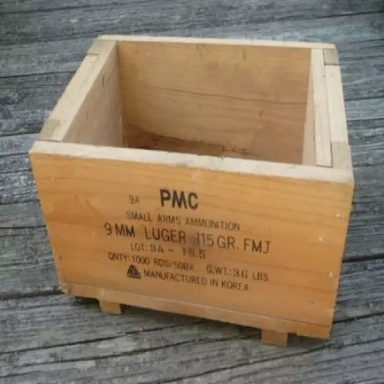 PMC 9mm Luger Ammo Wood Box Crate