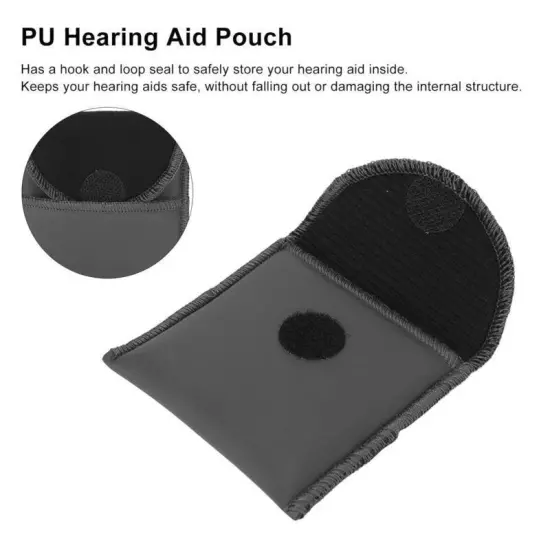 Portable PU Leather Hearing Aid Black Pocket Size Case for Amplifiers