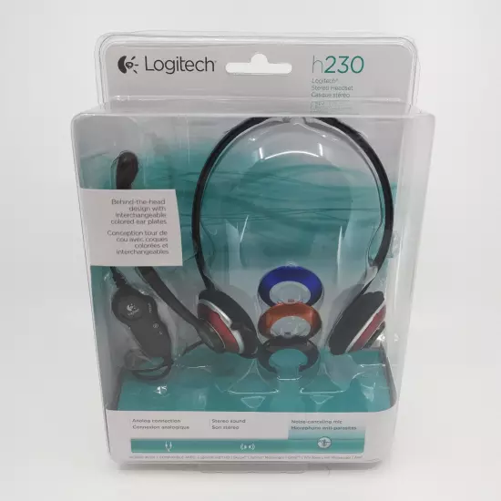 Logitech H230 Clear Chat Style Premium Headset - Behind The Head - New Sealed