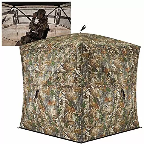 TIDEWE Hunting Blind See Through with Carrying Bag 2-3 Person Pop Up Ground B...