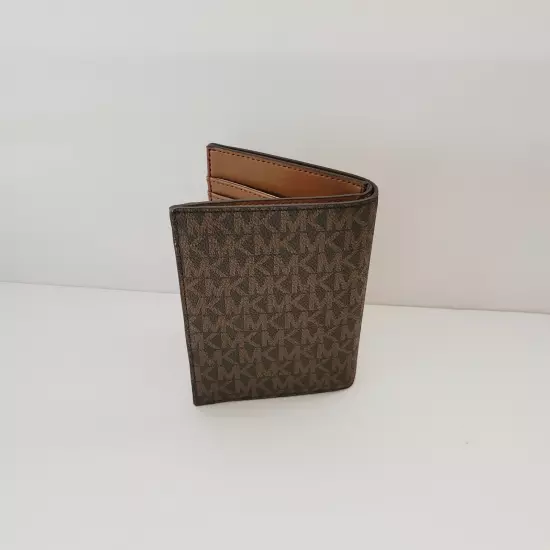 Michael Kors Jet Set Travel Passport ID Wallet MK Logo Brown Holder