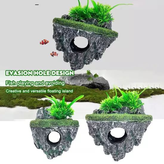 Aquarium Ornament Rockery Hiding Mountain Cave Home Fish Tank Decor ResinฅGIFT