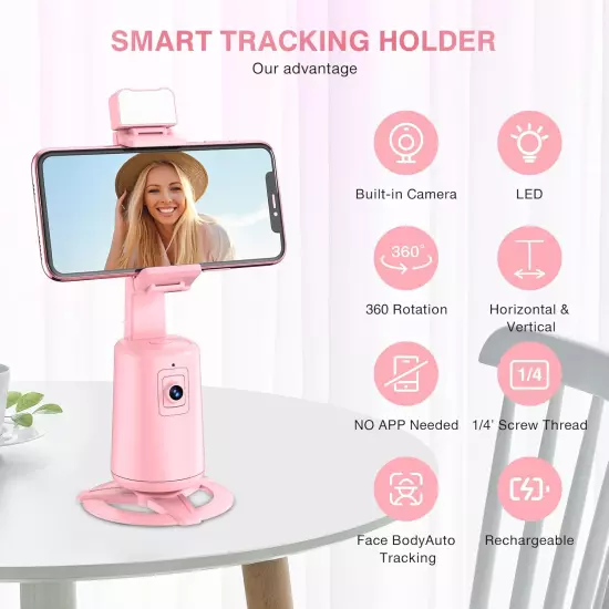 Auto Face Tracking Tripod 360° Rotating Auto Tracking Phone Stand, No App, Phone