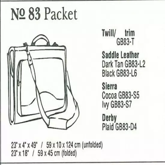 $2095 New 2010 Ghurka No. 83 PACKET Black Twill 2-3 Suits Garment Carry-On Bag