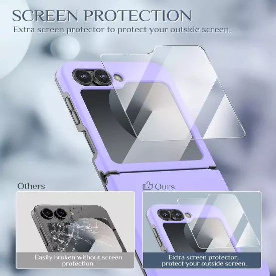 for Galaxy Z Flip 6 Case, Samsung Flip 6 Case with [Hinge Protection] [Screen Pr