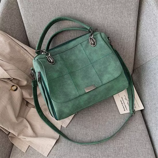 Matte Women Handbag Shoulder Bags Green PU Leather Lady Totes Bag Hand Bags