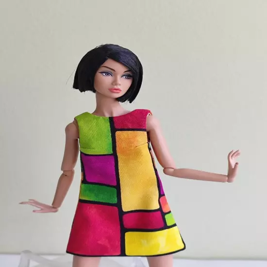  Yellow And Red Color Block dress for Poppy Parker, Nu face, Nippon by Olgaomi