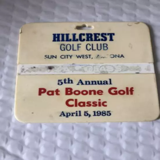 Pat Boone 5th Annual Golf Classic Sun City AZ Easter Seal Society 1985 Bag tag