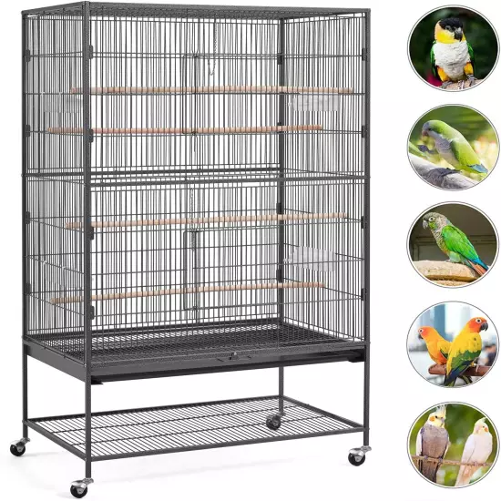 60.5Inch Extra Large Bird Cage Metal Parrot Cage Flight Cage for Cockatiels Afri