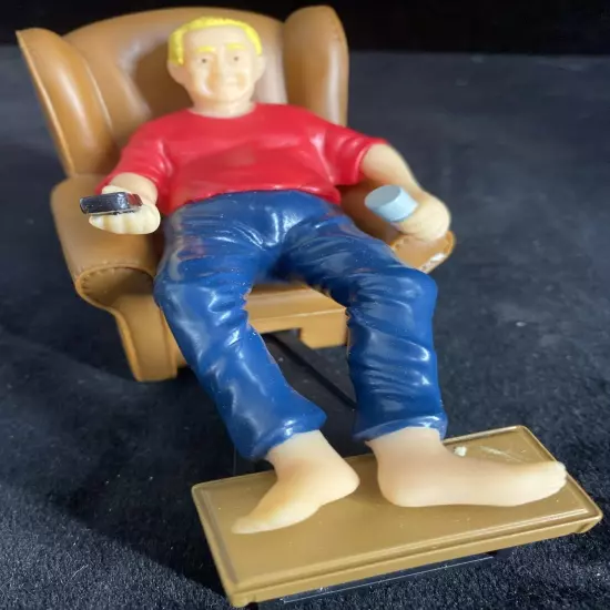 Couch Potato Old Man Sitting In Chair Relaxing TV Beer - Cake Topper VTG Decopac