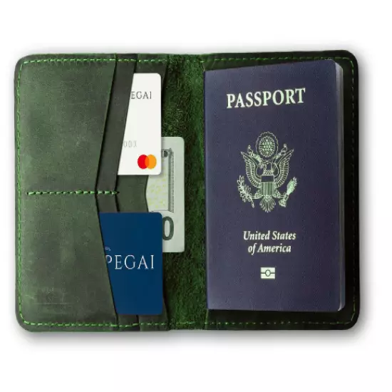 personalize passport bag ID card wallet purse Ticket pocket Bifold Leather MY1