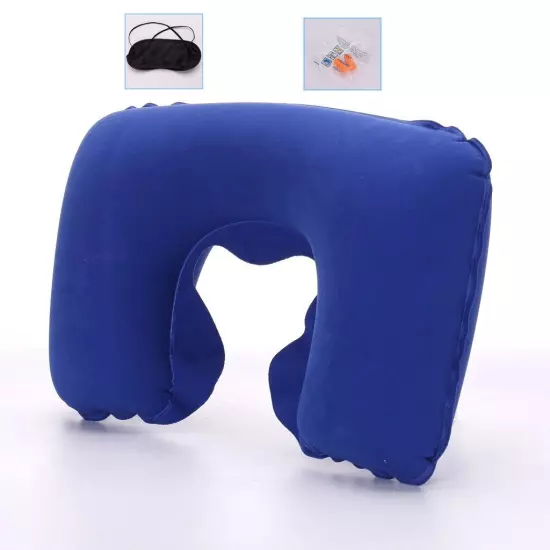 1X Portable Inflatable Flight Pillow Neck U Rest Air Cushion