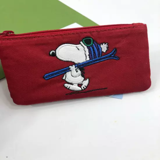 Vera Bradley PEANUTS Ski Slope Snoopy Red Zip Red ID Zip Case & Lanyard NWT