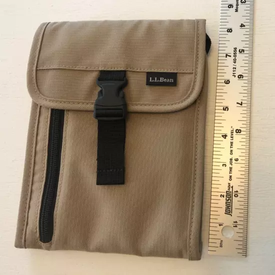 New LL Bean Crossbody Travel Wallet Fold Up Organizer Khaki Beige NWOT