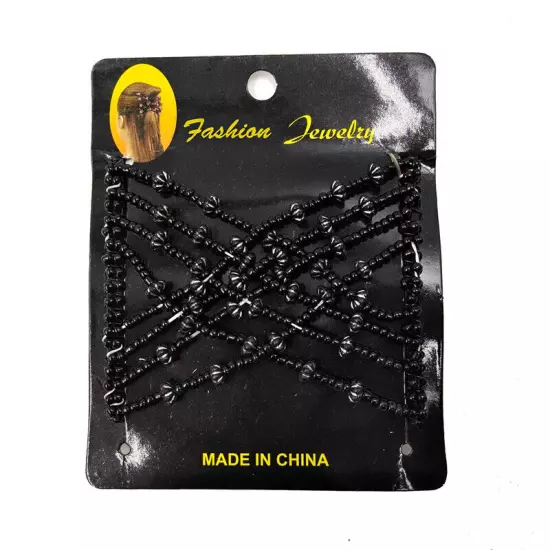 Womens Magic Slide Hair Elastic Double Beads Easy Stretchy Hair Comb Clips Pins│