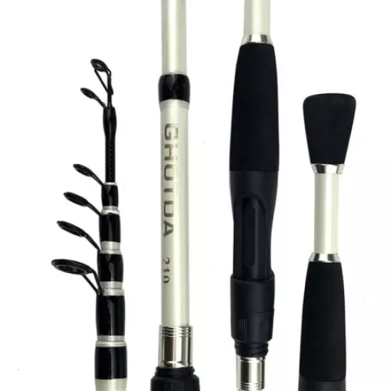 Spinning Fishing Rod Pole Hard Lure Carbon Fiber Telescopic EVA Handle 1.6-2.4m