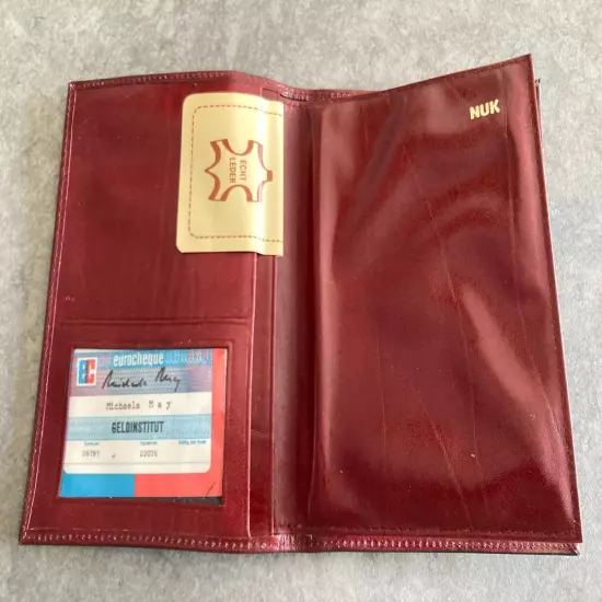 Vintage antique passport holder true leather from the 1970s BRAND NEW