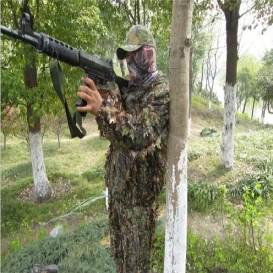 Hunting Ghillie Suit Camouflage Airsoft Jacket and Pants 3D Maple Leaf Clothing