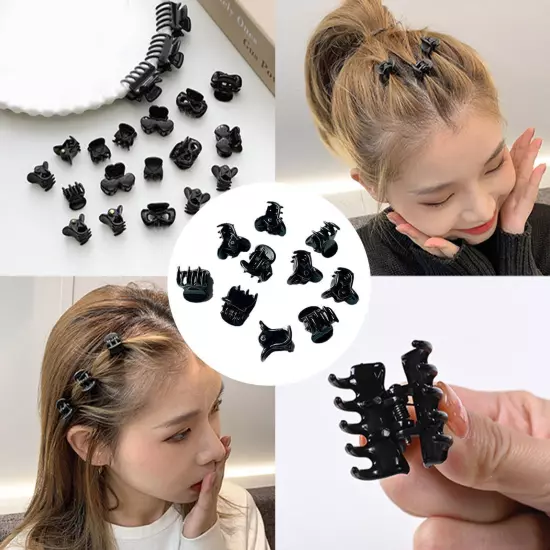 10pcs Black Mini Hair Clips Small Hair Claw Hair Clamps 1.5cm Hair Plastic