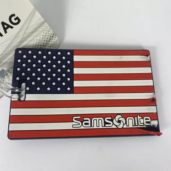 Samsonite Luggage Tag Vintage American Flag NEW- Damage Edge