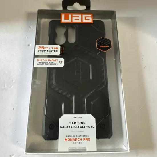 UAG Urban Armor Gear Monarch Pro Case for Galaxy S23 Ultra Carbon Fiber Black