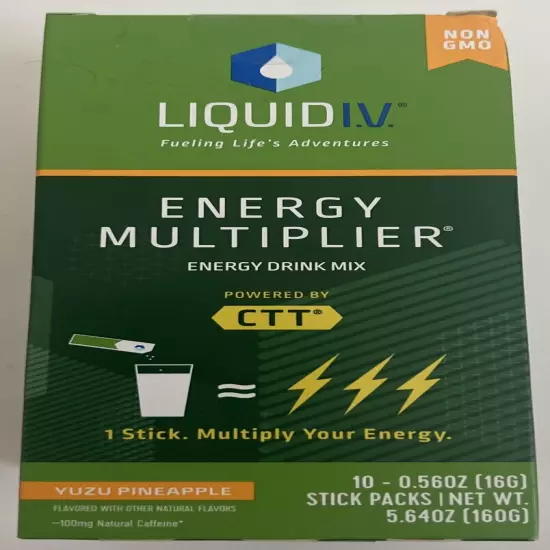 Liquid IV Electrolytes Drink Mix YUZU Pineapple 10Ct Exp 10/25