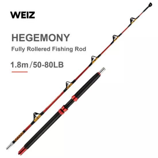 New Overhead Fully Rollered Trolling Big Game Fishing Boat Tuna Rods 6' 23-37kg`