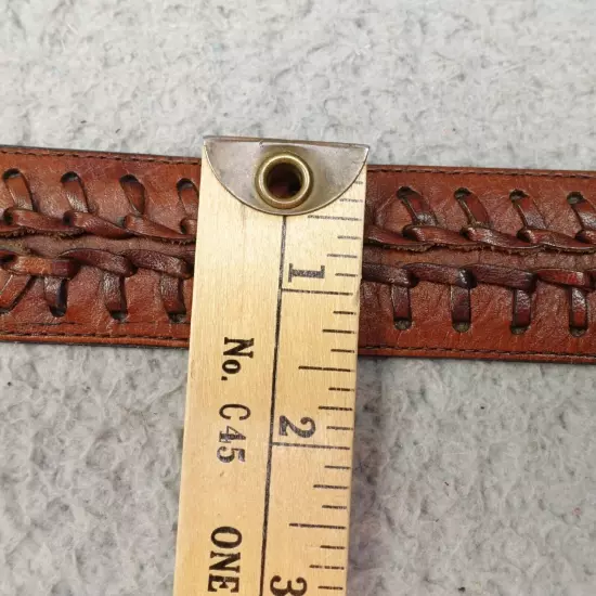 Mens Leather Braided Belt Hand Laced Steerhide Brown Sz 30 Vintage 1.5 in Haiti