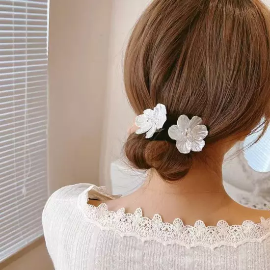 Women Flower Pearl Hairpin Bun Maker Twist Headbands US Hair Accessories C4W7