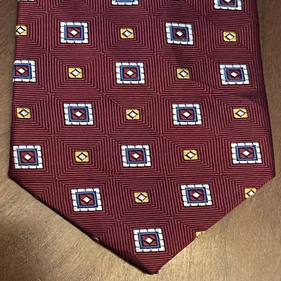 Jos. A. Bank Executive Collection Burgundy Gold Blue 100% Silk Made In China