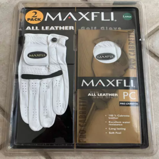 Maxfli PC Pro Cabretta Golf Gloves (2) All Leather LH Men's Large