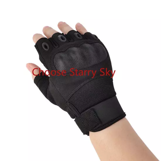 Tactical Half Finger Gloves Combat Hand Protective Gear Handwear BK