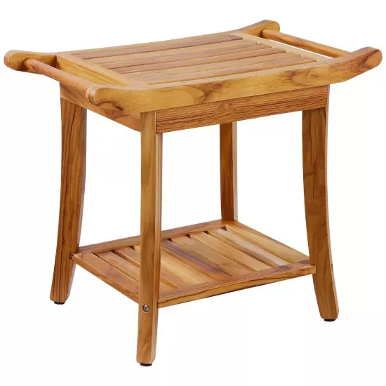 VEVOR Teak Shower Bench 22 x 14.4 x 18.5 in Wood Shower Stool Chair for Bathroo