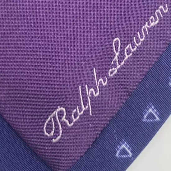 Ralph Lauren Purple Labe Blue Geometric Print Silk Tie