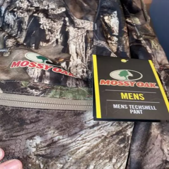 Mossy Oak Camo Pants Techshell, Scent Control - Water Repellent Hunting 3XL NEW!