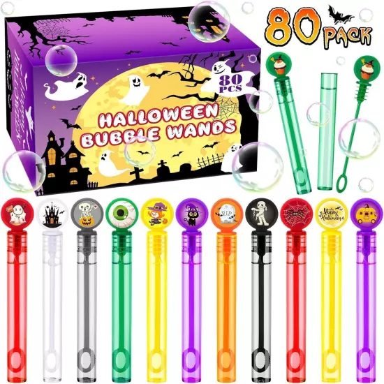 HINZER 80 Pack Halloween Party Favors Mini Bubble Wands Toys Gift... 