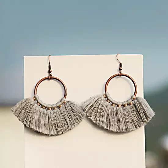 Fashion Women Bohemian Earrings Long Tassel Fringe Drop Dangle Ear Stud Jewelry