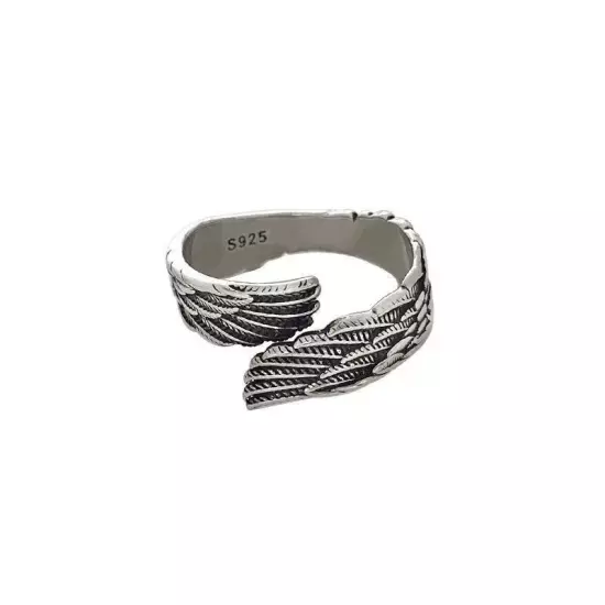 Love Couple Silver Ring with Angel Wings Design - Romantic Gift for Him & Her