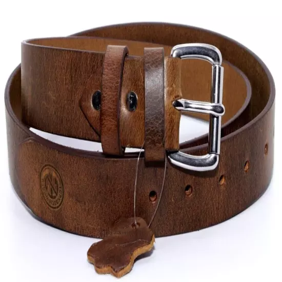 Men's Genuine Buffalo FULL GRAIN Leather Belt, 1 1/2" width, Handmade, By Amish