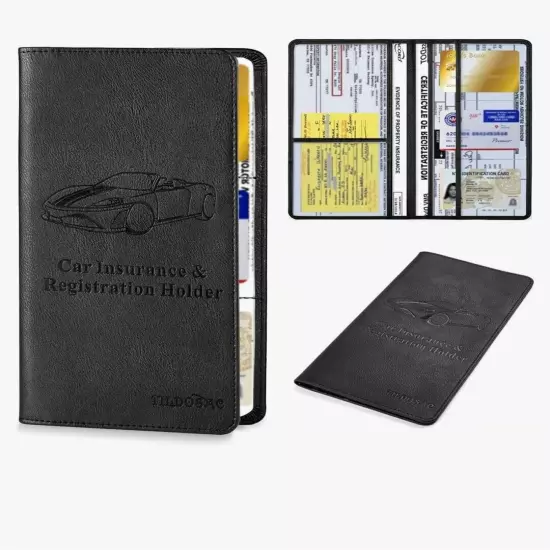 Car Registration & Insurance Card Holder：Auto Glove Box Organizer Document Walle