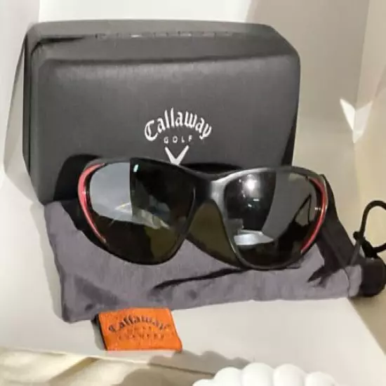 CALLAWAY GOLF SUNGLASSES Black-Red Accent Yellow Neox Lens Tech 63-17-135 NEW